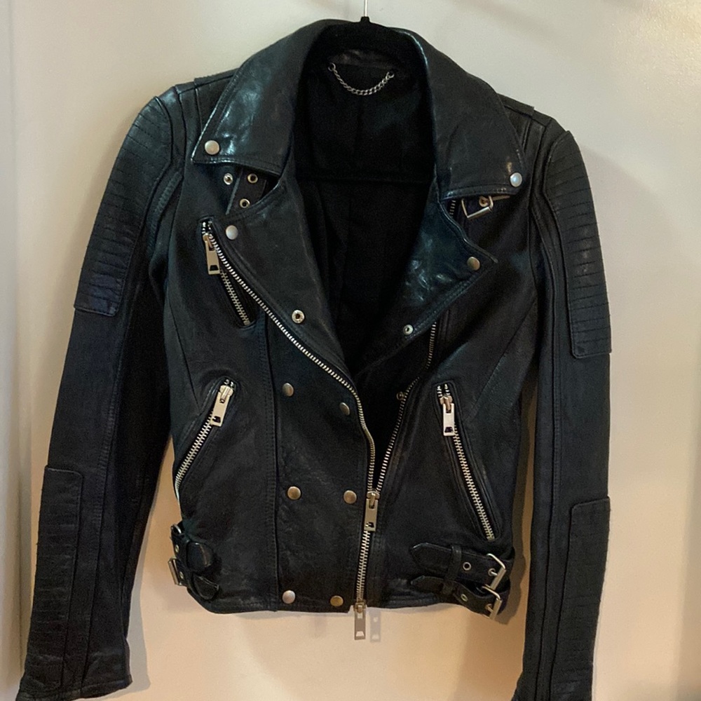 Real leather motorbike jacket
